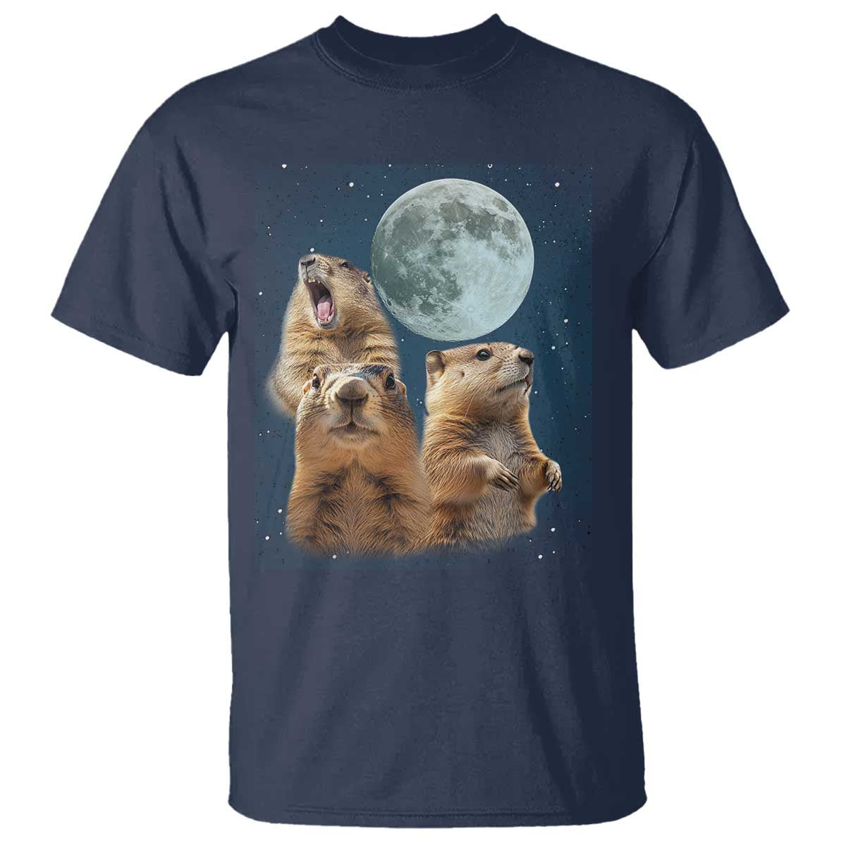 Funny Three Groundhog Meme T Shirt Woodchucks Under The Moon