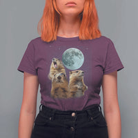 Funny Three Groundhog Meme T Shirt For Women Woodchucks Under The Moon