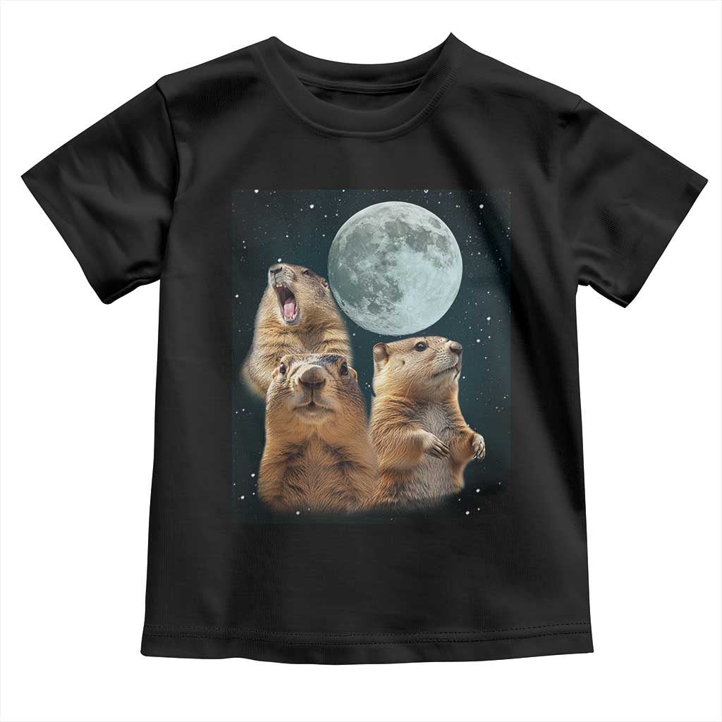Funny Three Groundhog Meme Toddler T Shirt Woodchucks Under The Moon