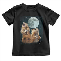 Funny Three Groundhog Meme Toddler T Shirt Woodchucks Under The Moon