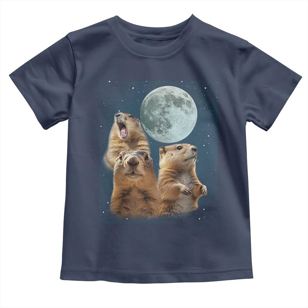 Funny Three Groundhog Meme Toddler T Shirt Woodchucks Under The Moon