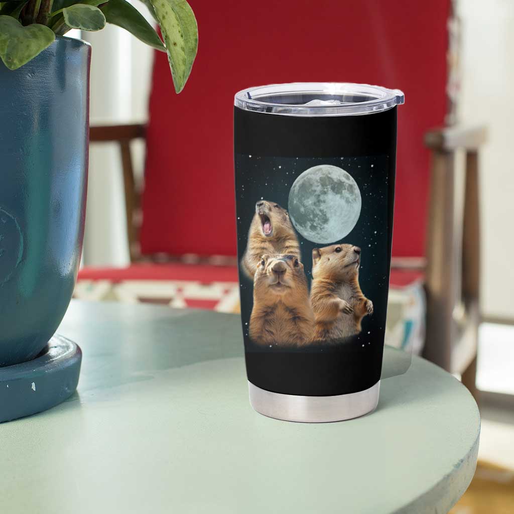 Funny Groundhog Meme Tumbler Cup Woodchucks Under The Moon