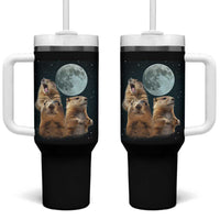 Funny Groundhog Meme Tumbler With Handle Woodchucks Under The Moon