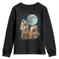 Funny Three Groundhog Meme Youth Sweatshirt Woodchucks Under The Moon