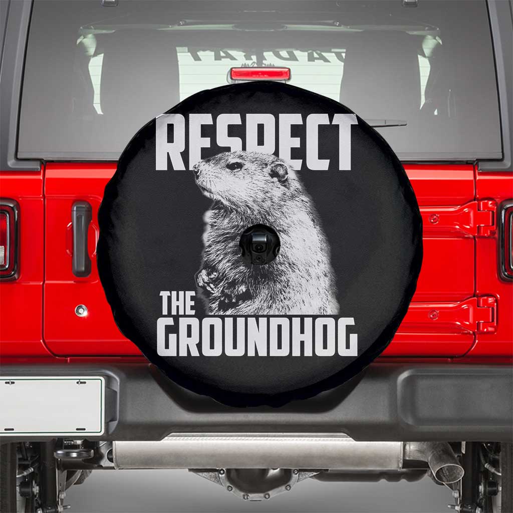 Respect The Groundhog Spare Tire Cover Funny Woodchuck Shadow Meteorlogy