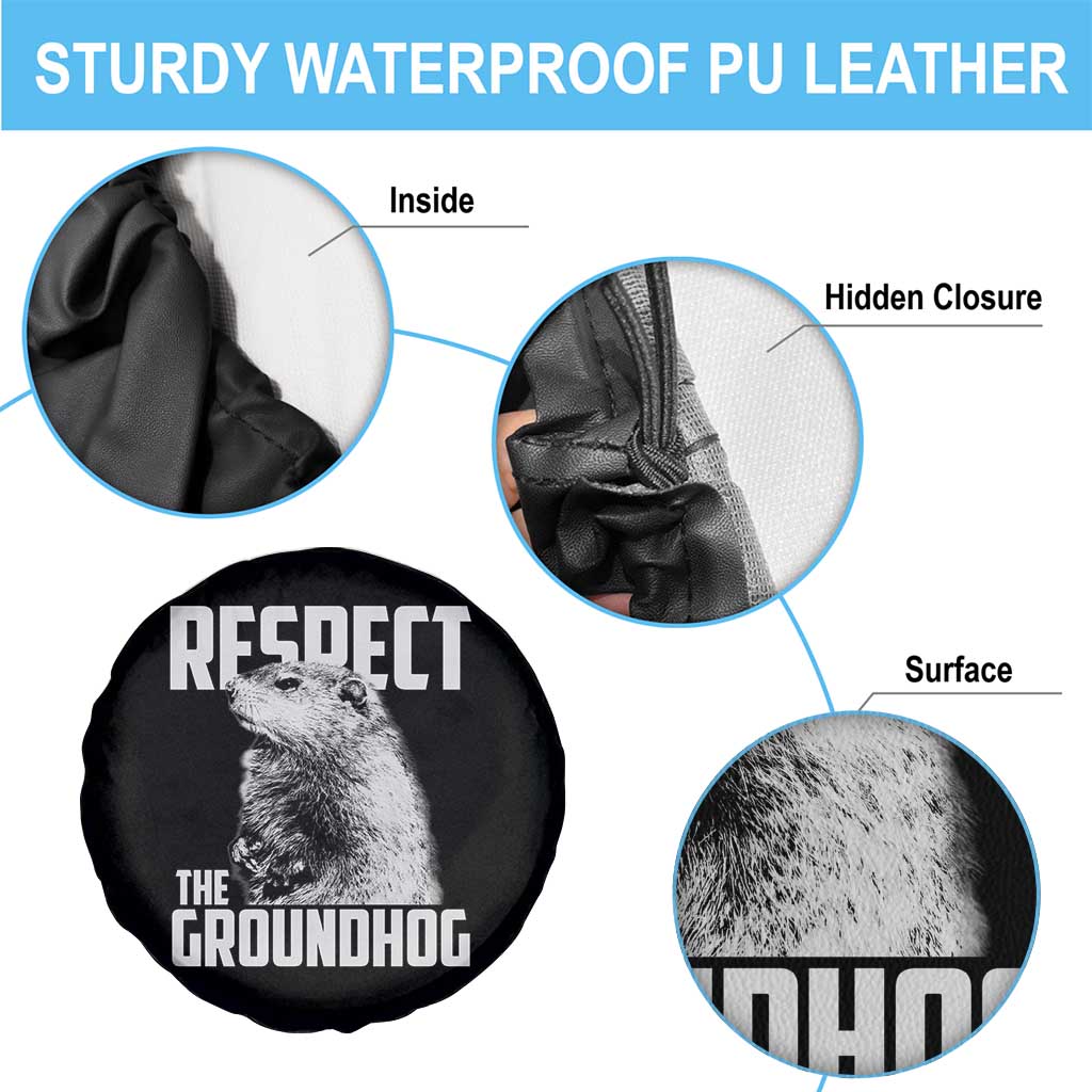 Respect The Groundhog Spare Tire Cover Funny Woodchuck Shadow Meteorlogy