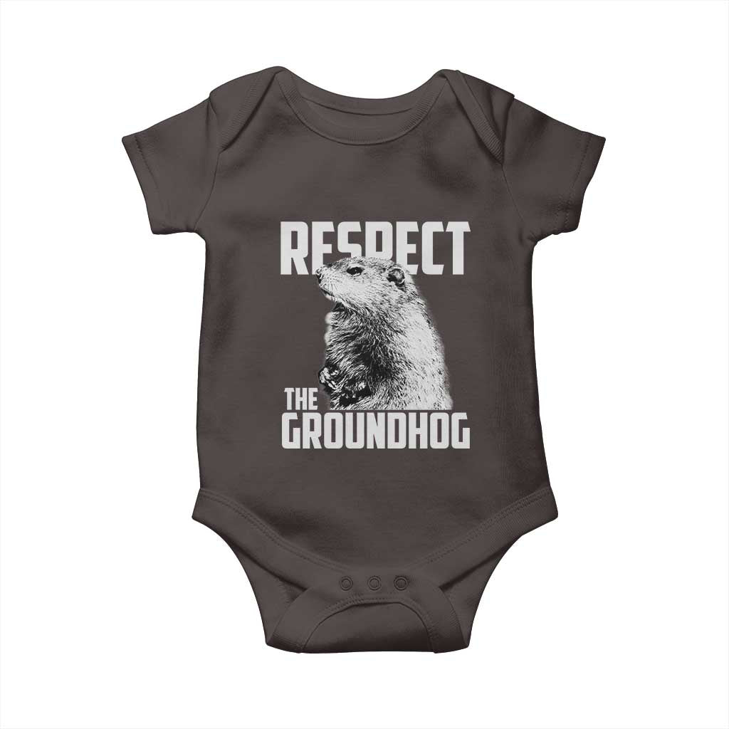 Respect The Groundhog Baby Onesie Funny Woodchuck Shadow Meteorlogy