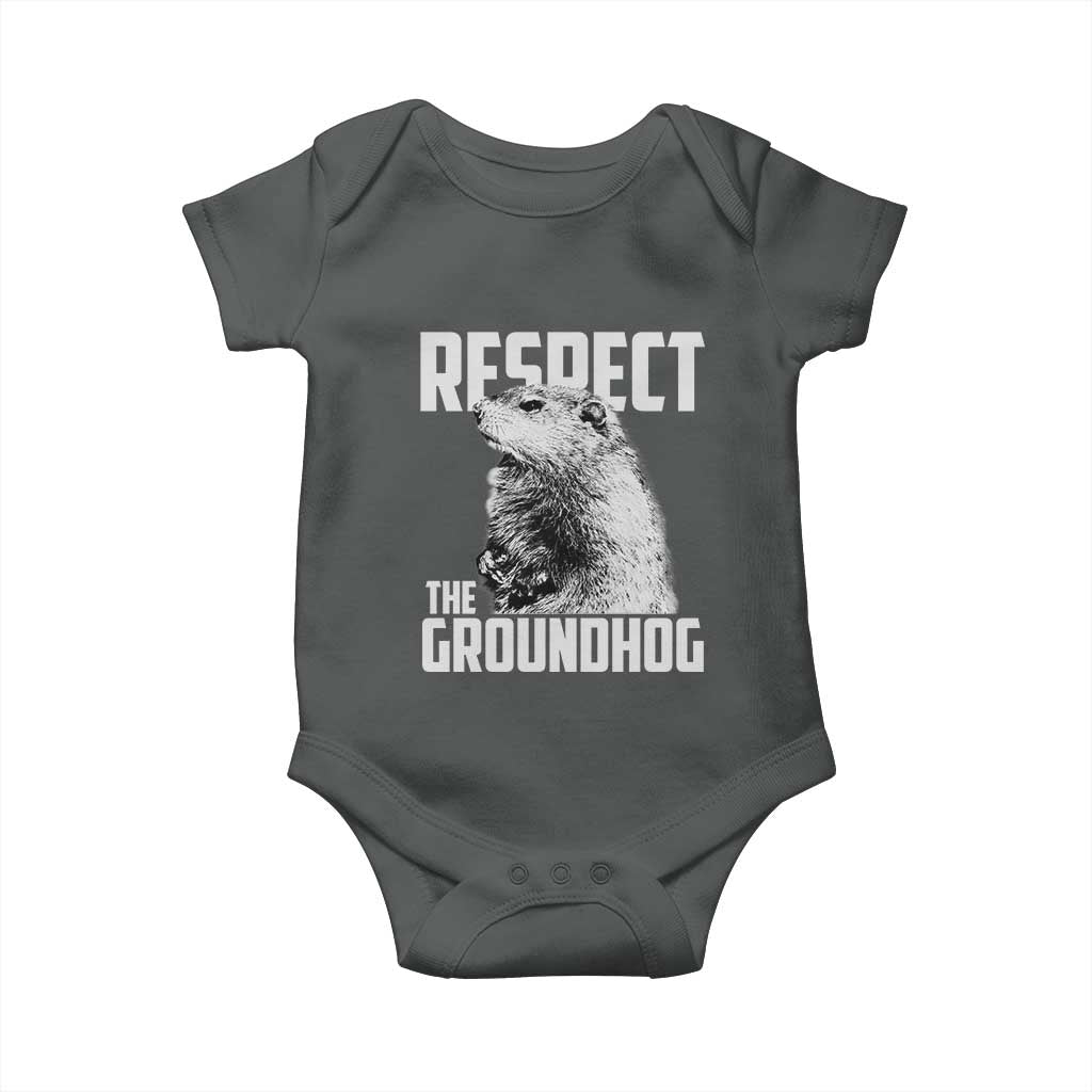Respect The Groundhog Baby Onesie Funny Woodchuck Shadow Meteorlogy