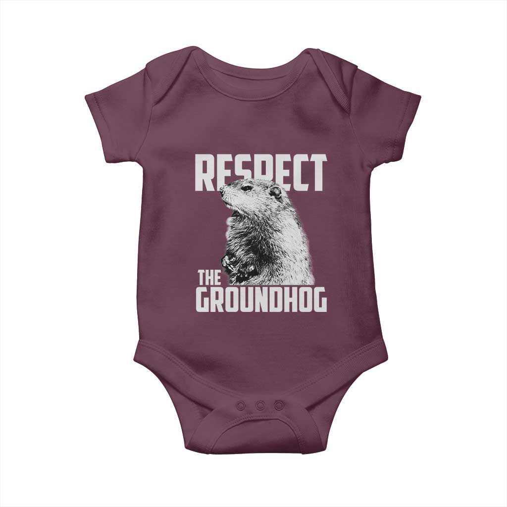 Respect The Groundhog Baby Onesie Funny Woodchuck Shadow Meteorlogy