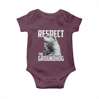 Respect The Groundhog Baby Onesie Funny Woodchuck Shadow Meteorlogy