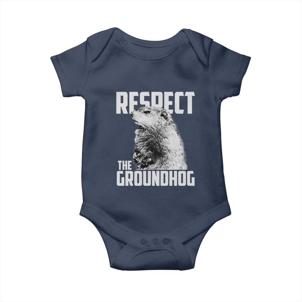 Respect The Groundhog Baby Onesie Funny Woodchuck Shadow Meteorlogy