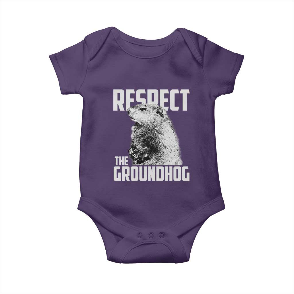 Respect The Groundhog Baby Onesie Funny Woodchuck Shadow Meteorlogy