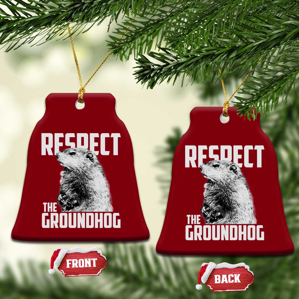 Respect The Groundhog Ceramic Ornament Funny Woodchuck Shadow Meteorlogy - Wonder Print Shop