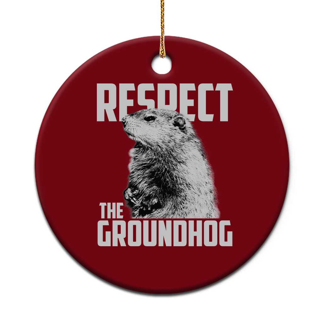 Respect The Groundhog Ceramic Ornament Funny Woodchuck Shadow Meteorlogy - Wonder Print Shop