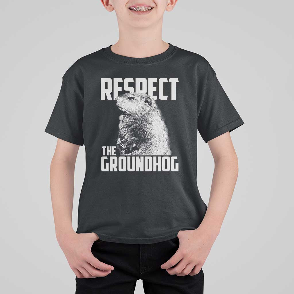 Respect The Groundhog T Shirt For Kid Funny Woodchuck Shadow Meteorlogy