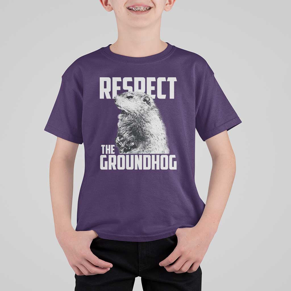 Respect The Groundhog T Shirt For Kid Funny Woodchuck Shadow Meteorlogy