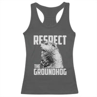 Respect The Groundhog Racerback Tank Top Funny Woodchuck Shadow Meteorlogy