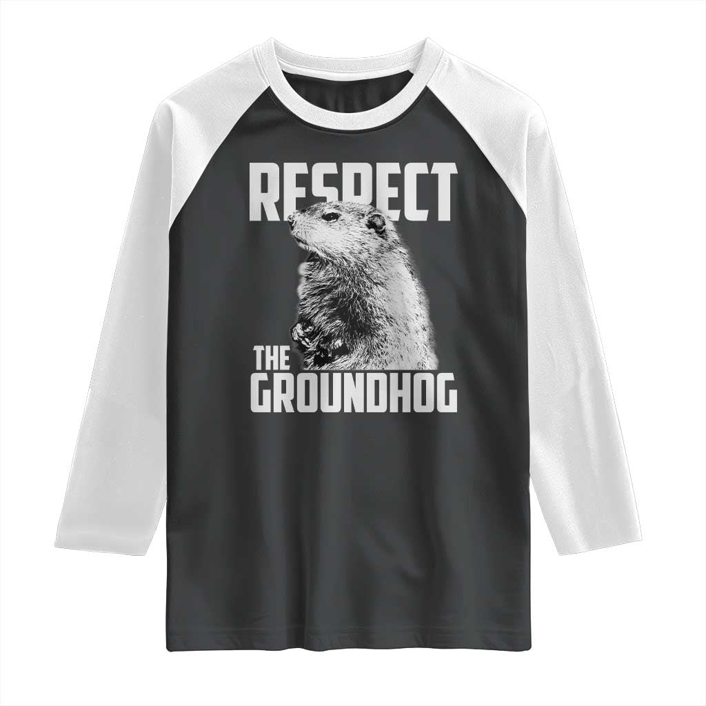 Respect The Groundhog Raglan Shirt Funny Woodchuck Shadow Meteorlogy