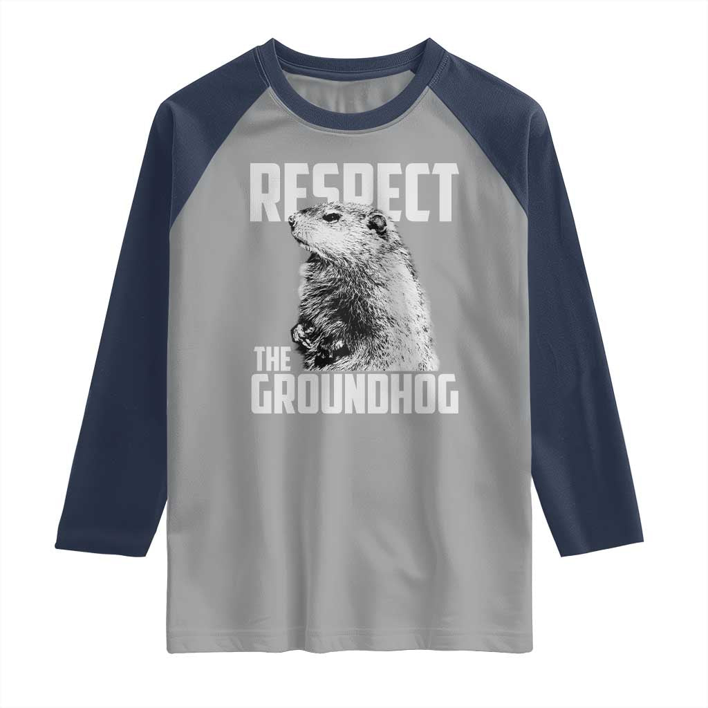 Respect The Groundhog Raglan Shirt Funny Woodchuck Shadow Meteorlogy