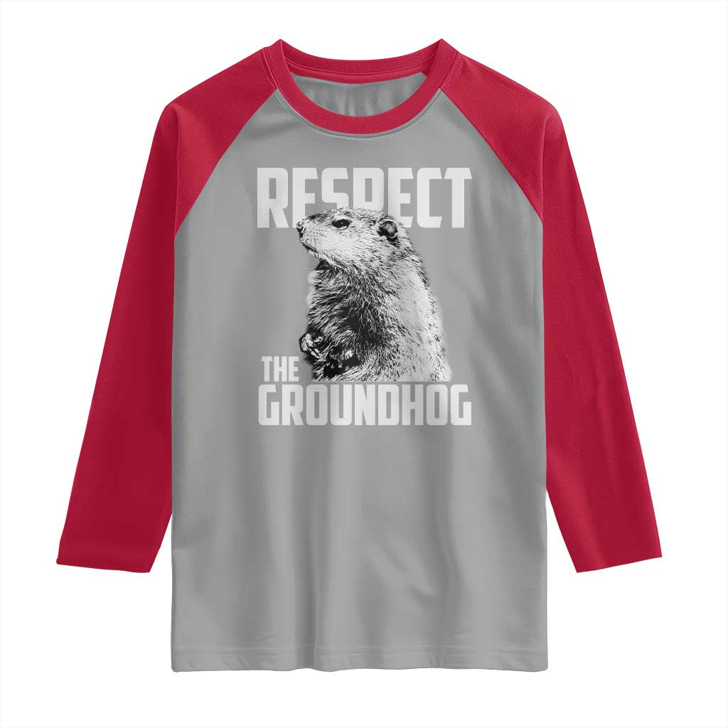 Respect The Groundhog Raglan Shirt Funny Woodchuck Shadow Meteorlogy