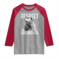 Respect The Groundhog Raglan Shirt Funny Woodchuck Shadow Meteorlogy
