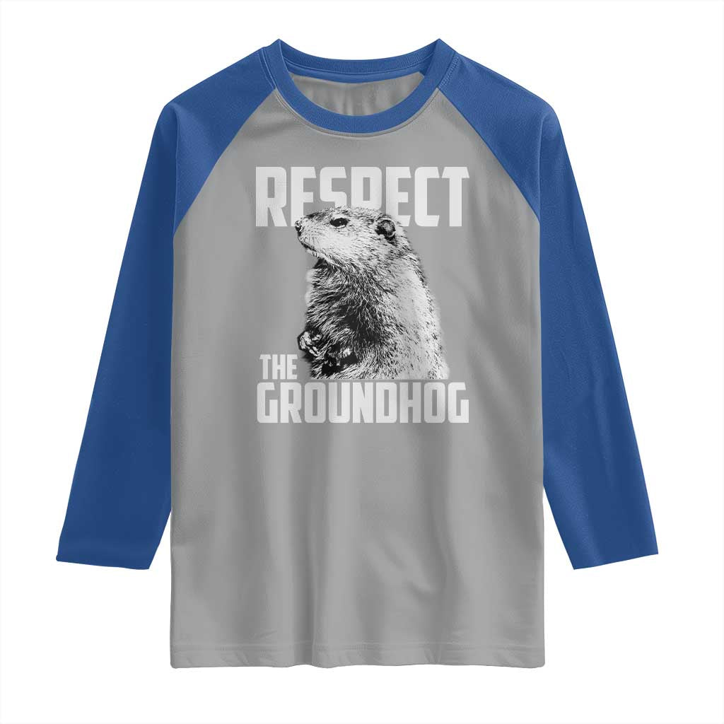 Respect The Groundhog Raglan Shirt Funny Woodchuck Shadow Meteorlogy