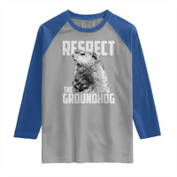 Respect The Groundhog Raglan Shirt Funny Woodchuck Shadow Meteorlogy