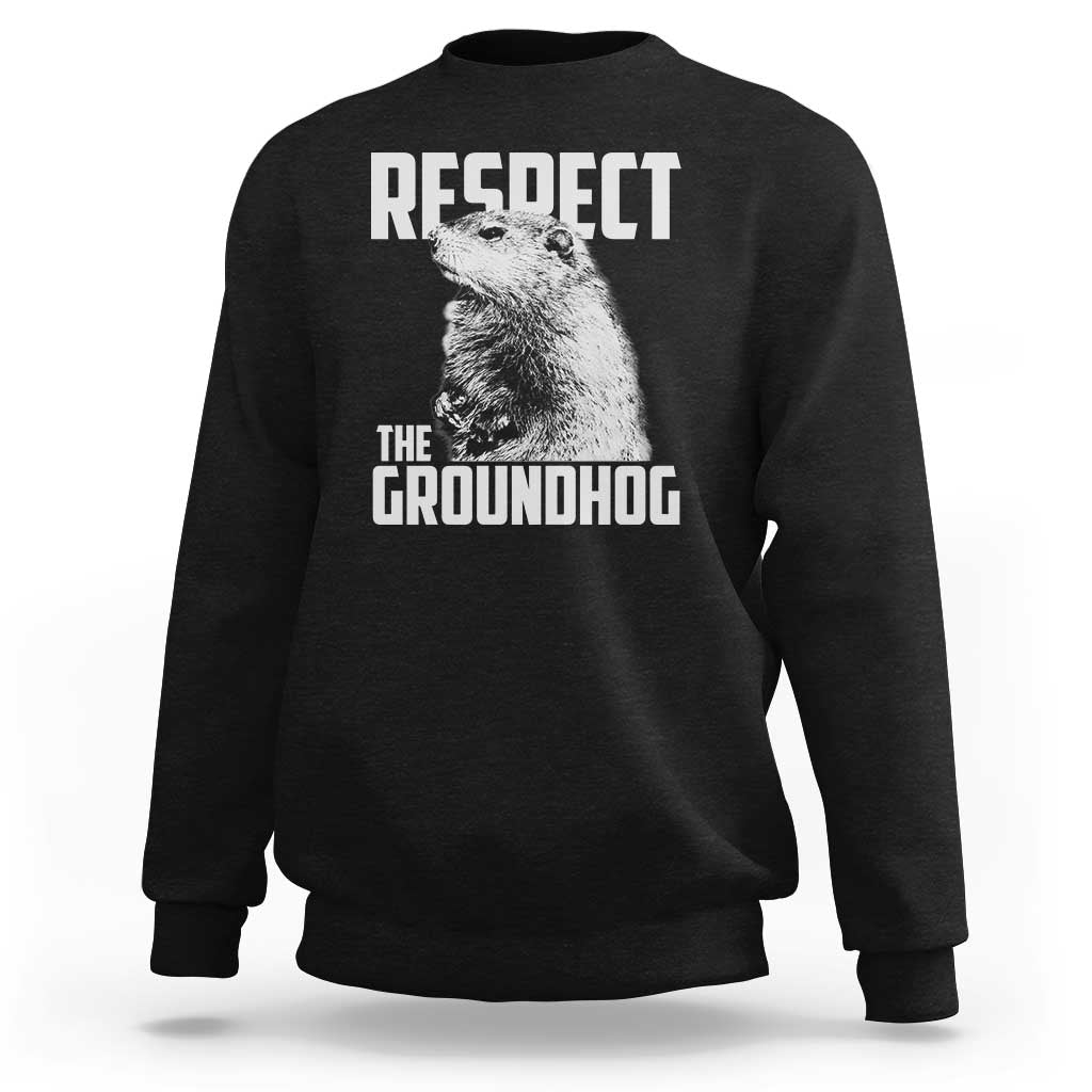 Respect The Groundhog Sweatshirt Funny Woodchuck Shadow Meteorlogy
