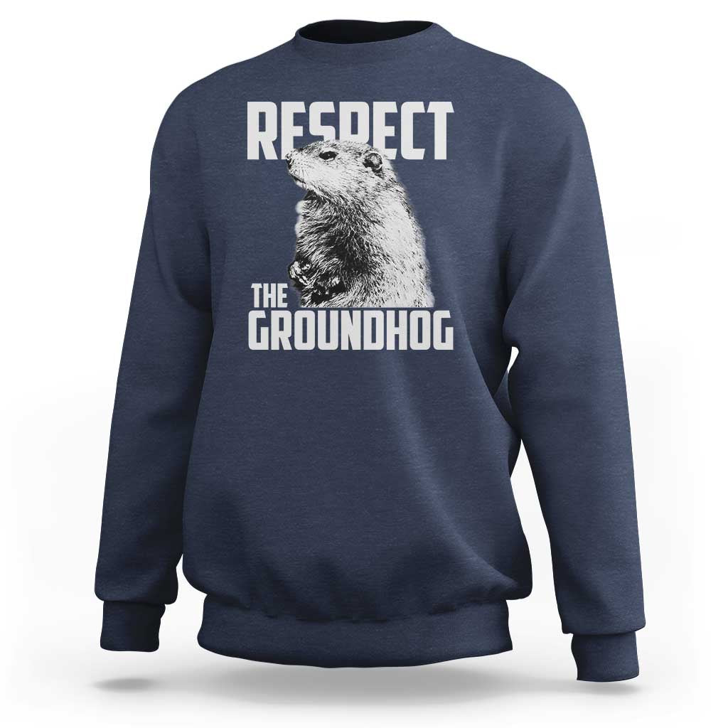Respect The Groundhog Sweatshirt Funny Woodchuck Shadow Meteorlogy