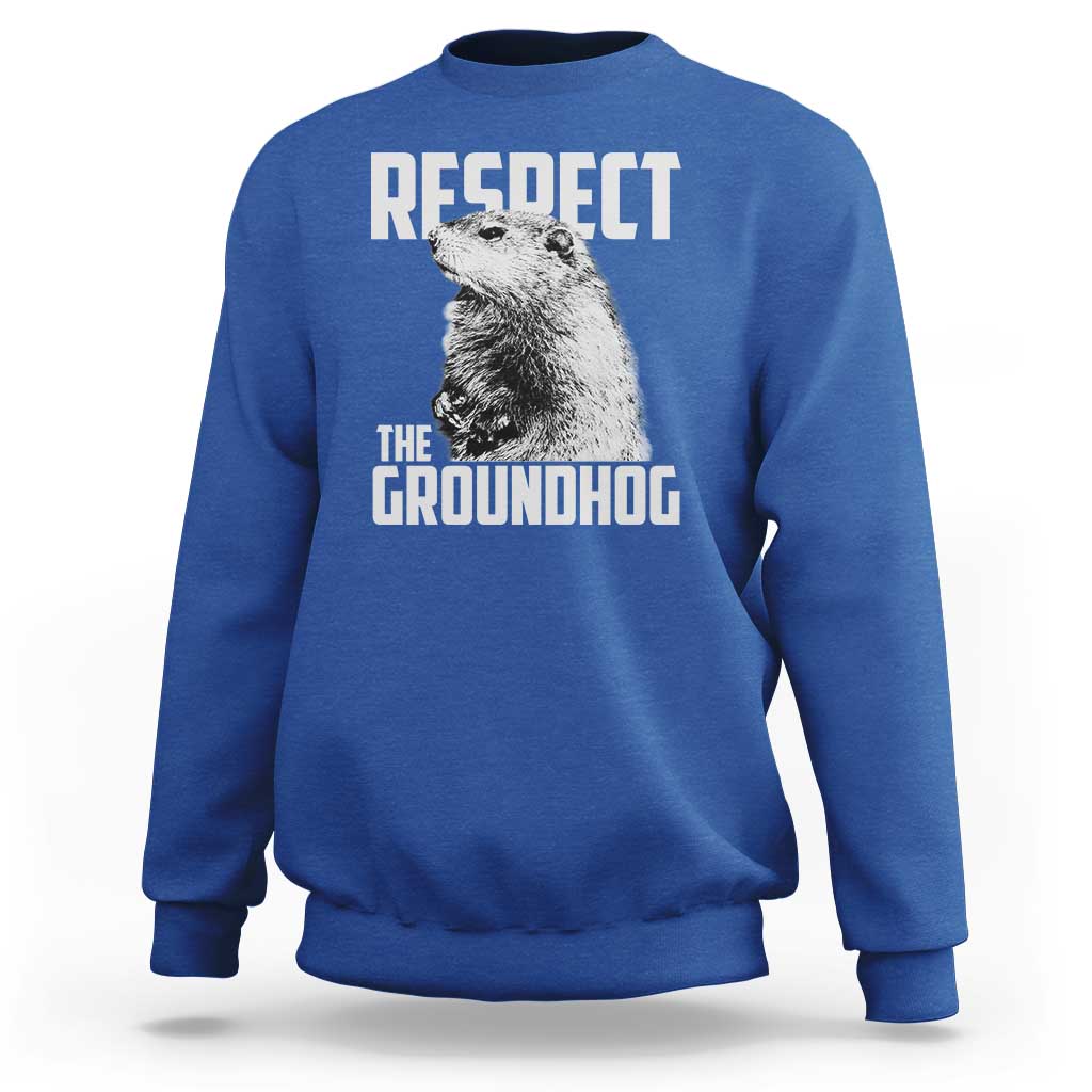 Respect The Groundhog Sweatshirt Funny Woodchuck Shadow Meteorlogy