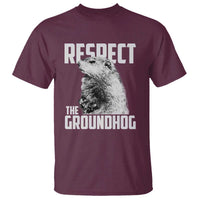 Respect The Groundhog T Shirt Funny Woodchuck Shadow Meteorlogy