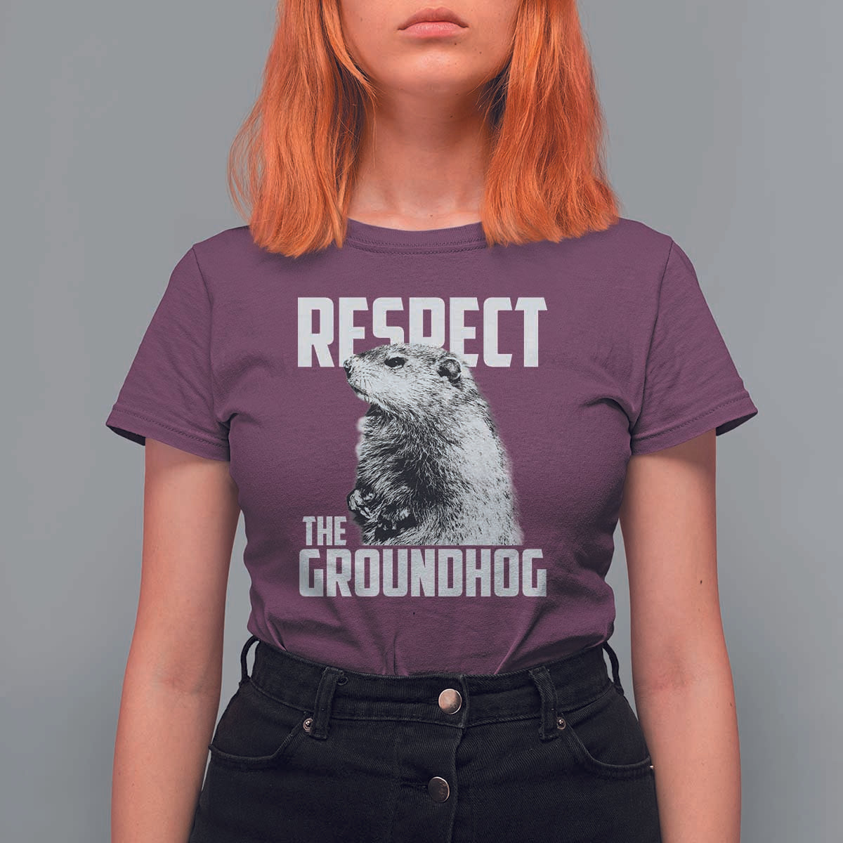Respect The Groundhog T Shirt For Women Funny Woodchuck Shadow Meteorlogy