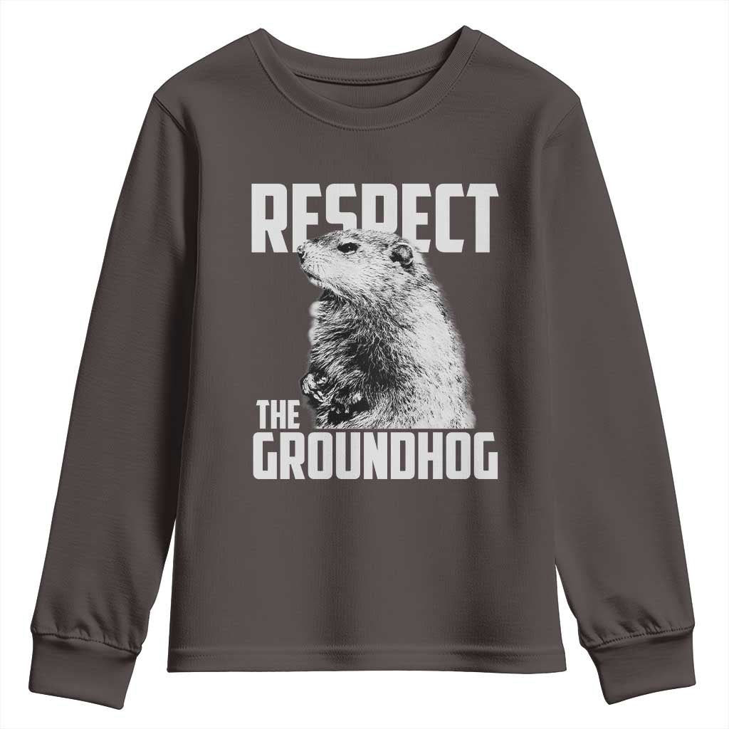 Respect The Groundhog Youth Sweatshirt Funny Woodchuck Shadow Meteorlogy