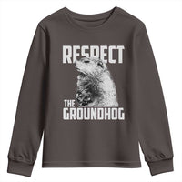 Respect The Groundhog Youth Sweatshirt Funny Woodchuck Shadow Meteorlogy