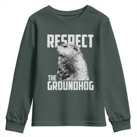 Respect The Groundhog Youth Sweatshirt Funny Woodchuck Shadow Meteorlogy