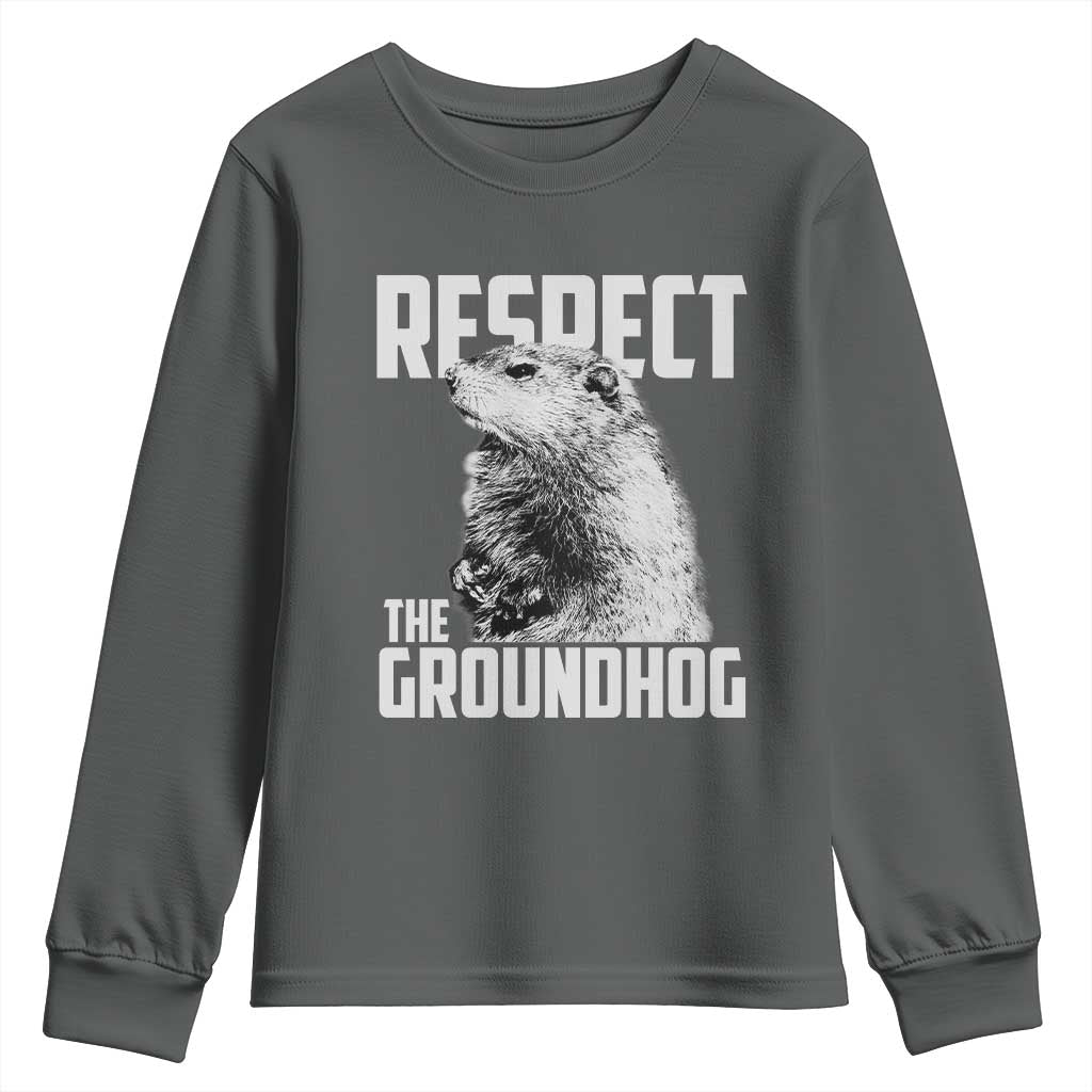 Respect The Groundhog Youth Sweatshirt Funny Woodchuck Shadow Meteorlogy