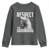Respect The Groundhog Youth Sweatshirt Funny Woodchuck Shadow Meteorlogy