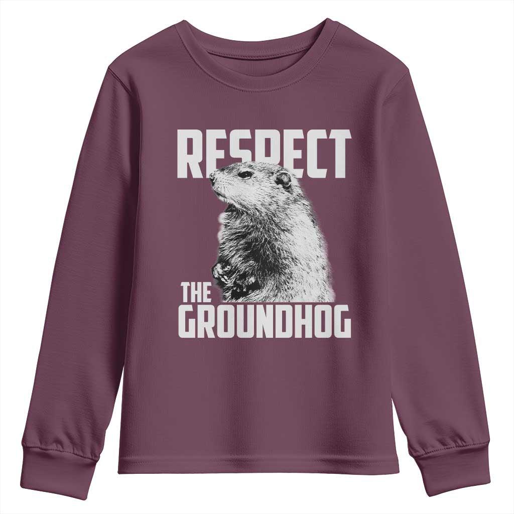 Respect The Groundhog Youth Sweatshirt Funny Woodchuck Shadow Meteorlogy