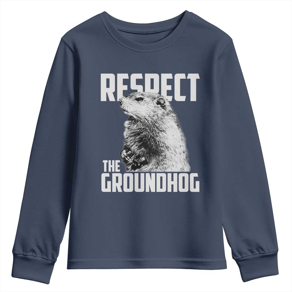 Respect The Groundhog Youth Sweatshirt Funny Woodchuck Shadow Meteorlogy