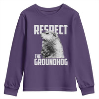 Respect The Groundhog Youth Sweatshirt Funny Woodchuck Shadow Meteorlogy