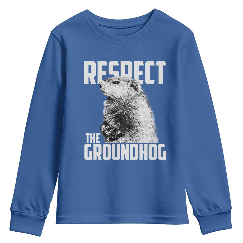 Respect The Groundhog Youth Sweatshirt Funny Woodchuck Shadow Meteorlogy