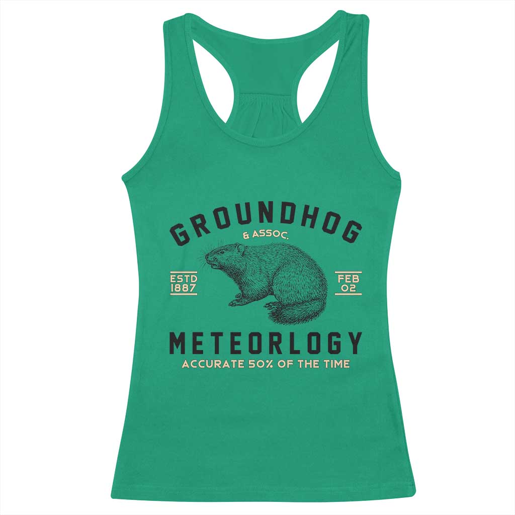 Groundhog Meteorology Racerback Tank Top Estd 1887 Accurate 50 Percent Of The Time Woodchuck