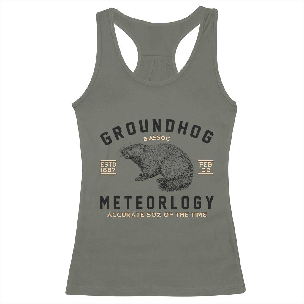 Groundhog Meteorology Racerback Tank Top Estd 1887 Accurate 50 Percent Of The Time Woodchuck