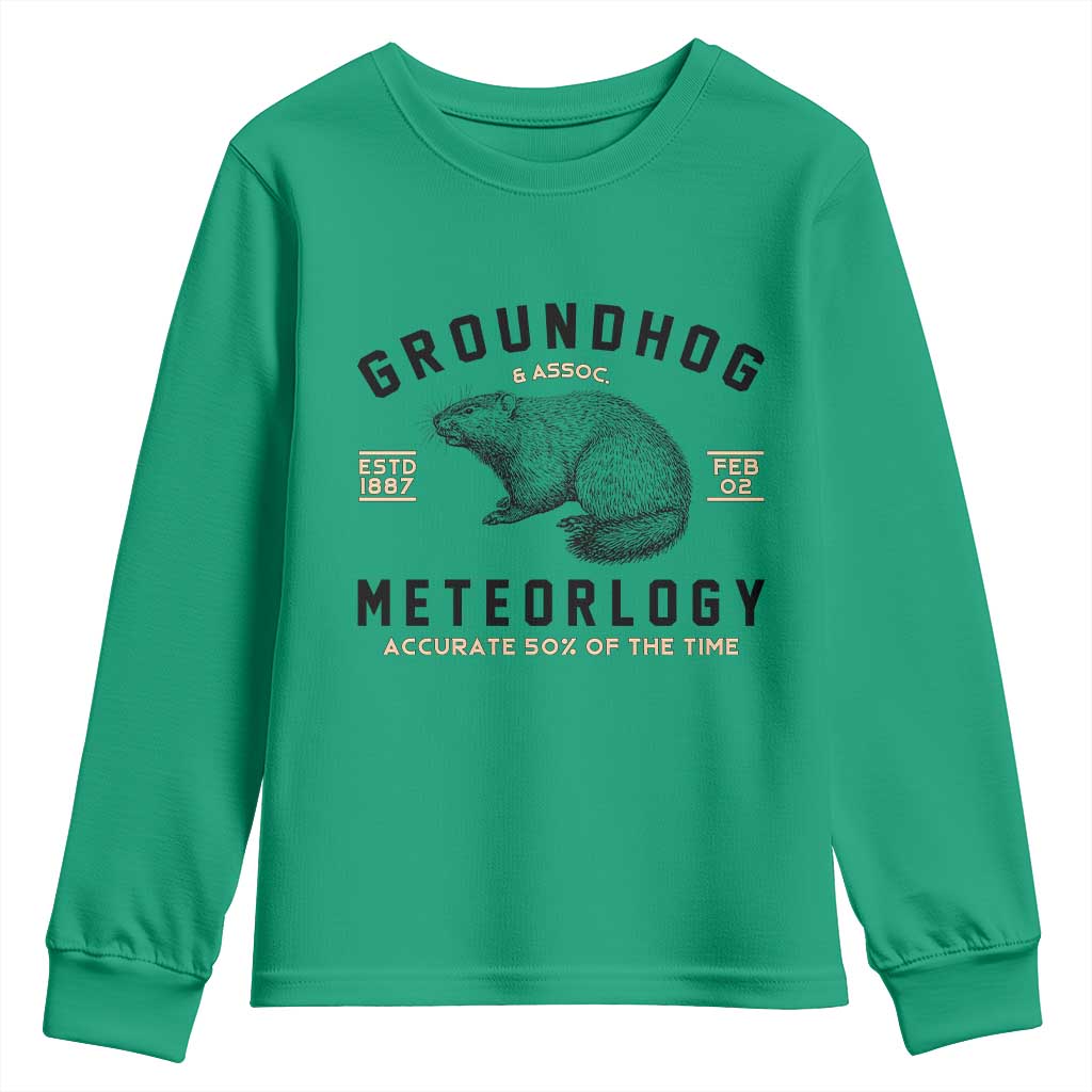 Groundhog Meteorology Youth Sweatshirt Estd 1887 Accurate 50 Percent Of The Time Woodchuck