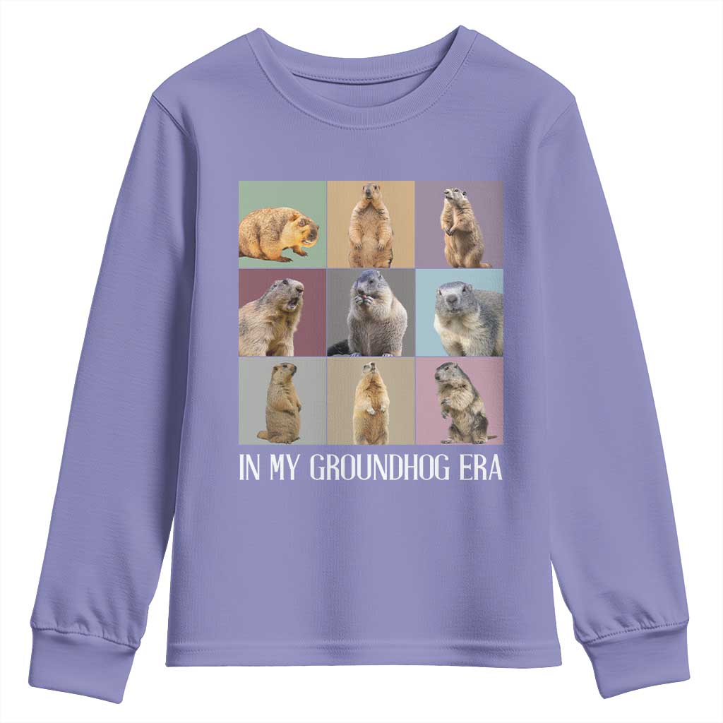 In My Groundhog Era Youth Sweatshirt Funny Woodchuck