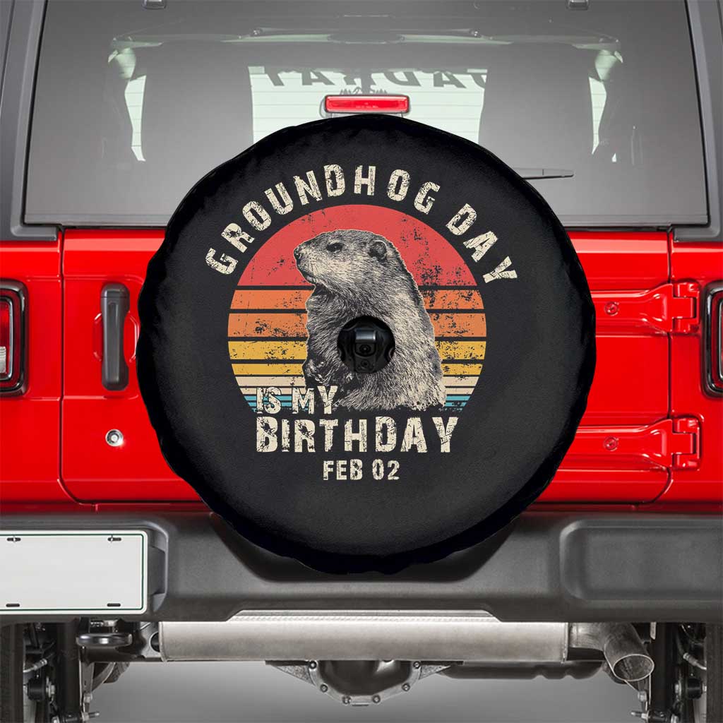 Groundhog Day Is My Birthday Spare Tire Cover Funny Woodchuck Retro Vintage
