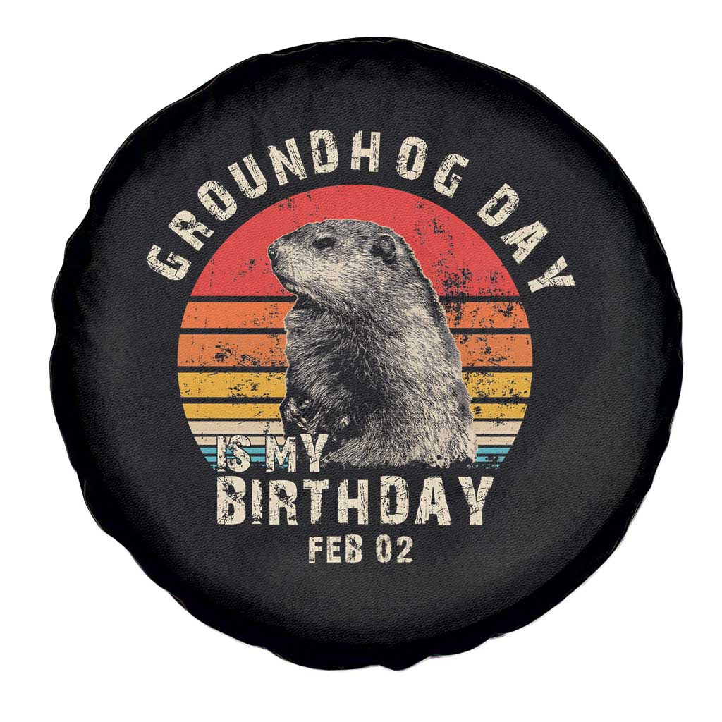 Groundhog Day Is My Birthday Spare Tire Cover Funny Woodchuck Retro Vintage