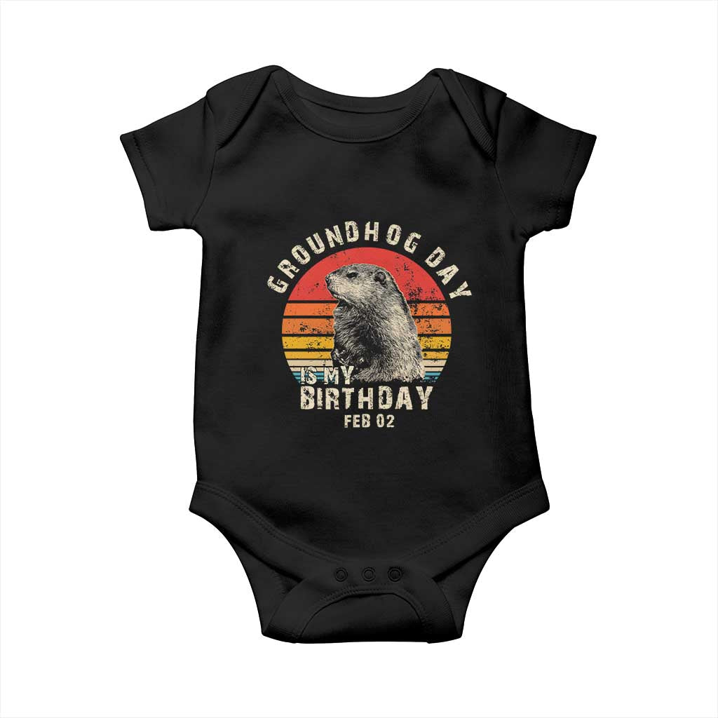 Groundhog Day Is My Birthday Baby Onesie Funny Woodchuck Retro Vintage