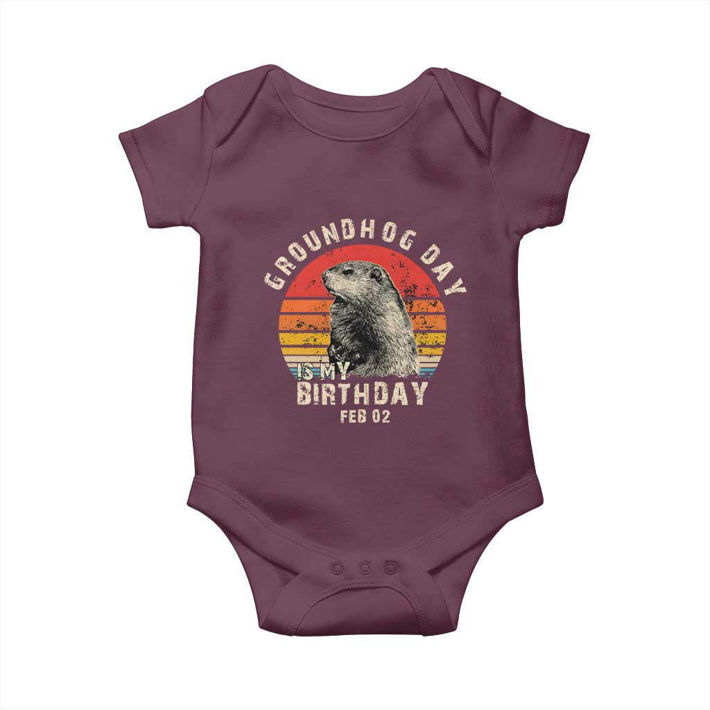 Groundhog Day Is My Birthday Baby Onesie Funny Woodchuck Retro Vintage