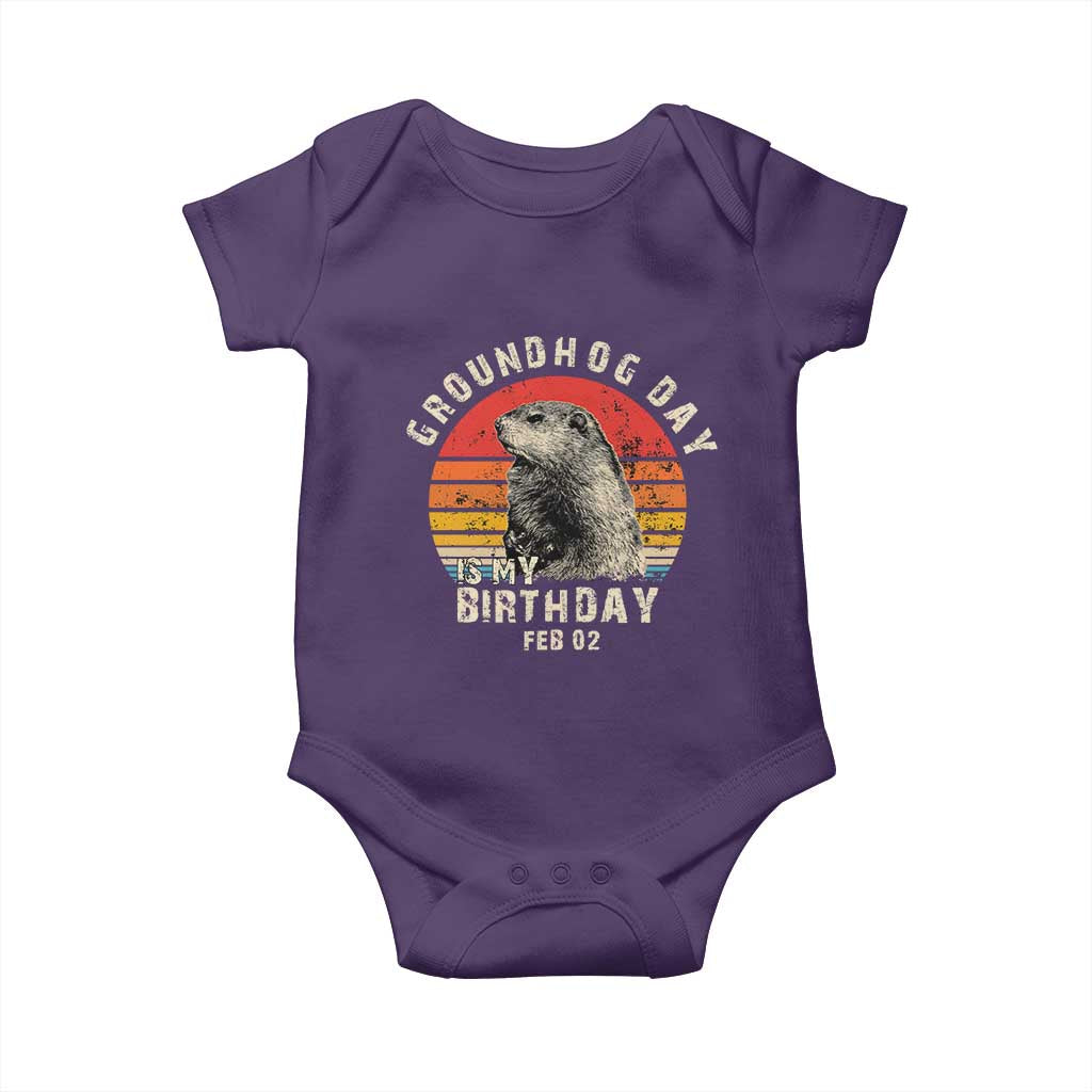 Groundhog Day Is My Birthday Baby Onesie Funny Woodchuck Retro Vintage